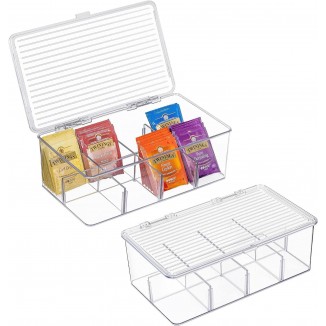 Stackable Tea Bag Organizer,Storage Box for Pantry Cabinets and Countertops