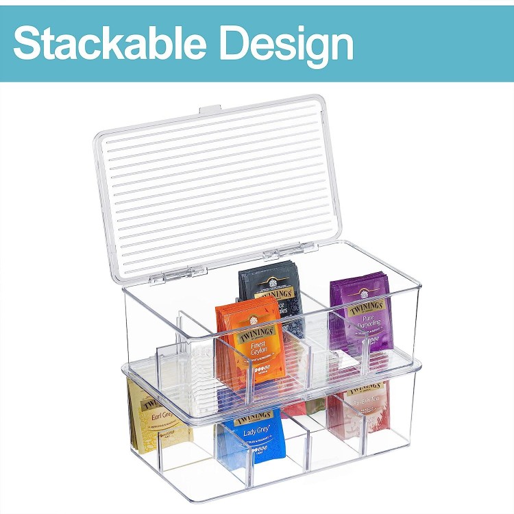 Stackable Tea Bag Organizer,Storage Box for Pantry Cabinets and Countertops