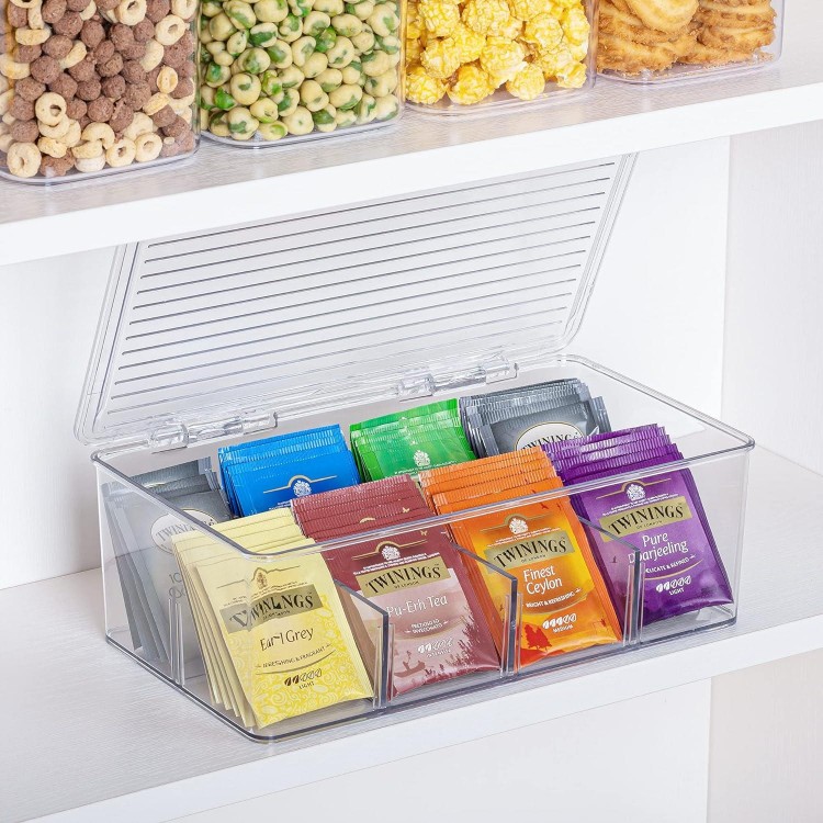 Stackable Tea Bag Organizer,Storage Box for Pantry Cabinets and Countertops