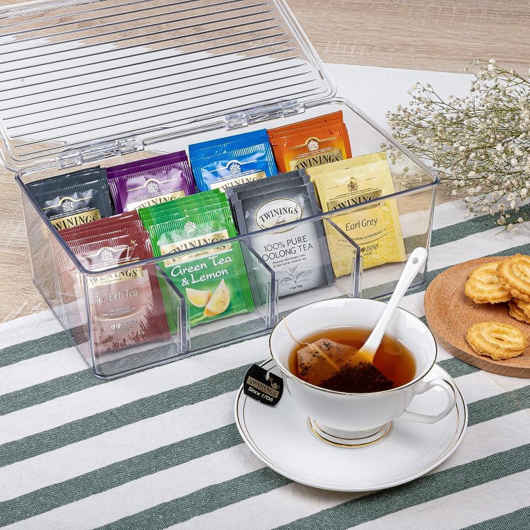 Stackable Tea Bag Organizer,Storage Box for Pantry Cabinets and Countertops