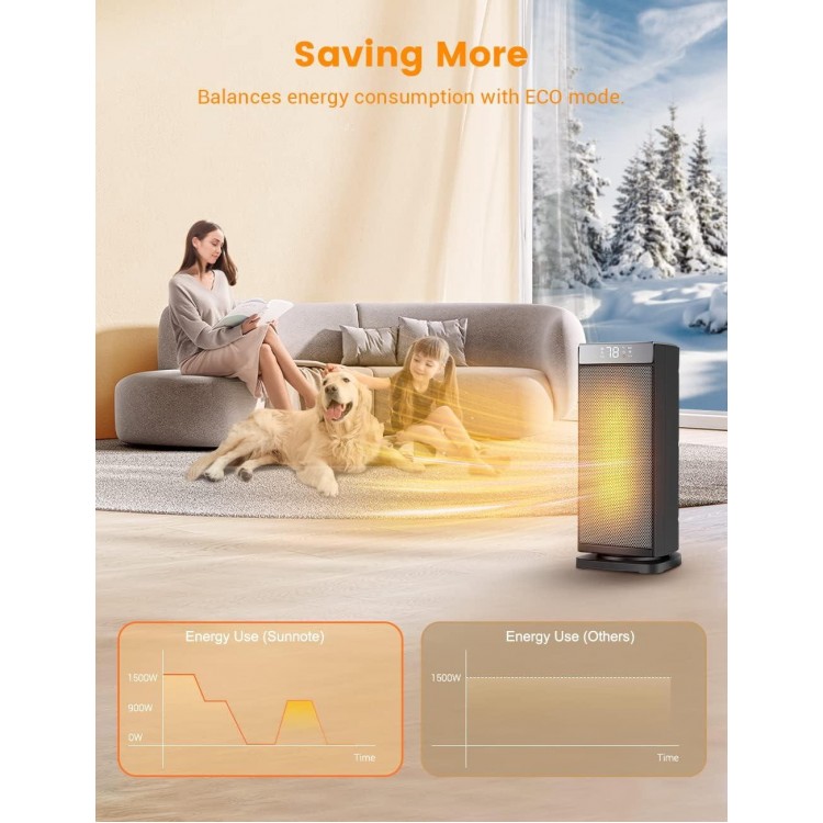 Sunnote Space Heater for Indoor Use, 1500W Fast Heating with Thermostat