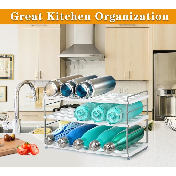 Water Bottle Organizer For Cabinet, Expandable Water Bottle Rack