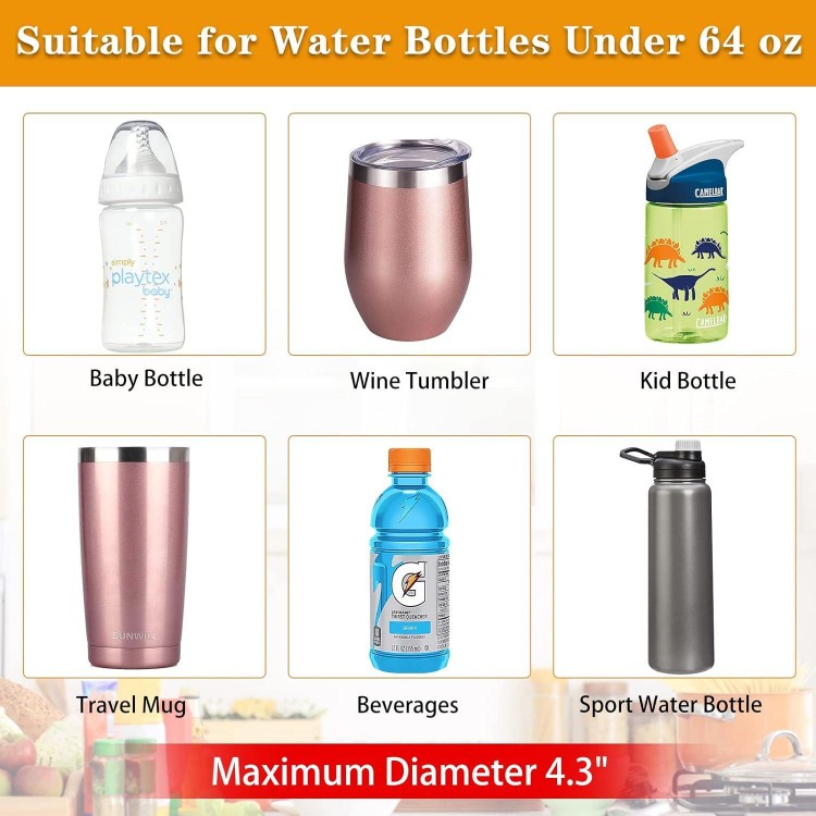 Water Bottle Organizer For Cabinet, Expandable Water Bottle Rack