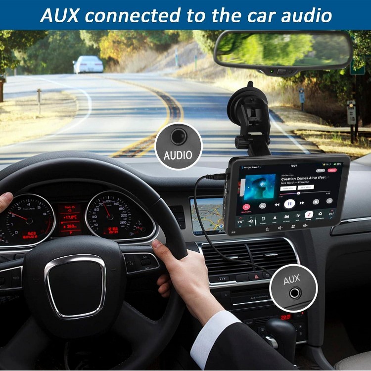 Portable Car Stereo with Wireless Apple Carplay and Android Auto