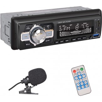 HLLECARMO 1Din Wireless Music Streaming Car Stereo Bluetooth Hands-Free Calling with Microphone