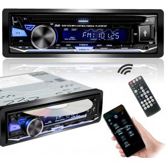 Hengweili Single Din Car Stereo with CD DVD Player Bluetooth USB AM/FM Radio