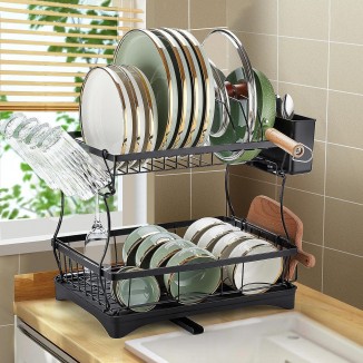 Dish Drying Rack,Dish Drainer Dish Rack with Pots & Pans Holder