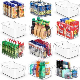12 Pack Multi-Use Clear Bins for Organizing - Pantry Organization and Storage
