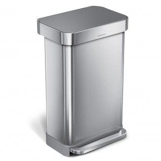 Rectangular Hands-Free Kitchen Step Trash Can with Soft-Close Lid