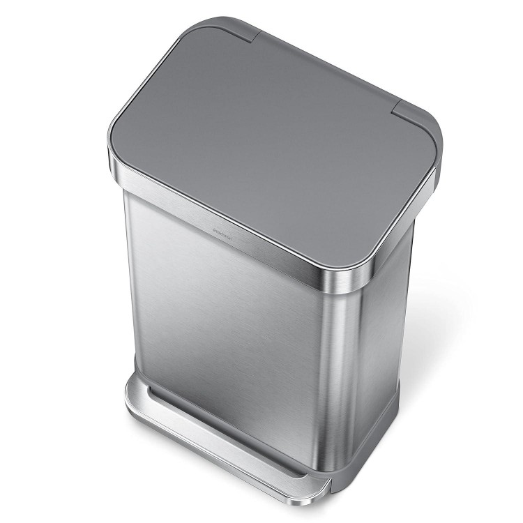 Rectangular Hands-Free Kitchen Step Trash Can with Soft-Close Lid