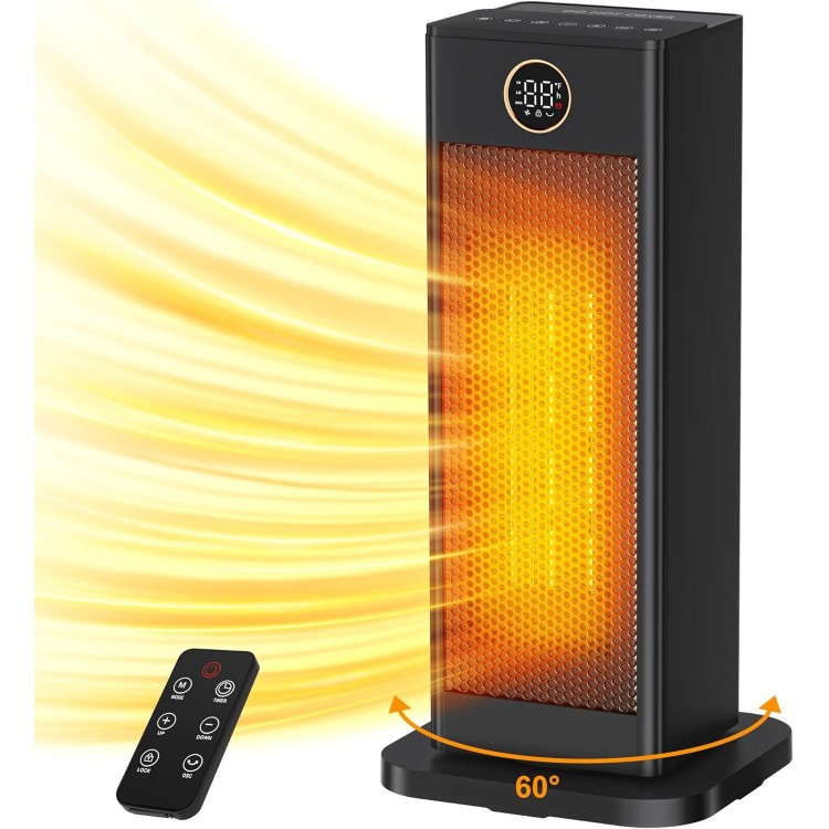 Space Heater，1500W PTC Ceramic Heater with Thermostat, Digital Display