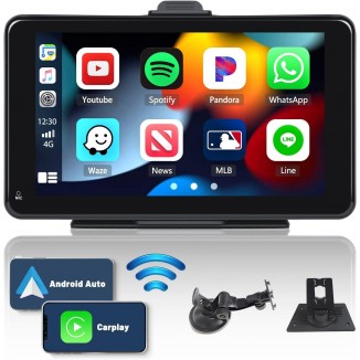 Portable Apple Carplay Screen Wireless Apple Car Play Android Auto, 7 Inch Touchscreen Wireless Carplay Screen