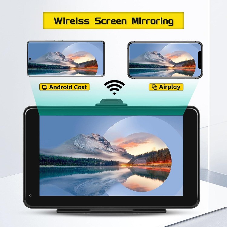 Portable Apple Carplay Screen Wireless Apple Car Play Android Auto, 7 Inch Touchscreen Wireless Carplay Screen