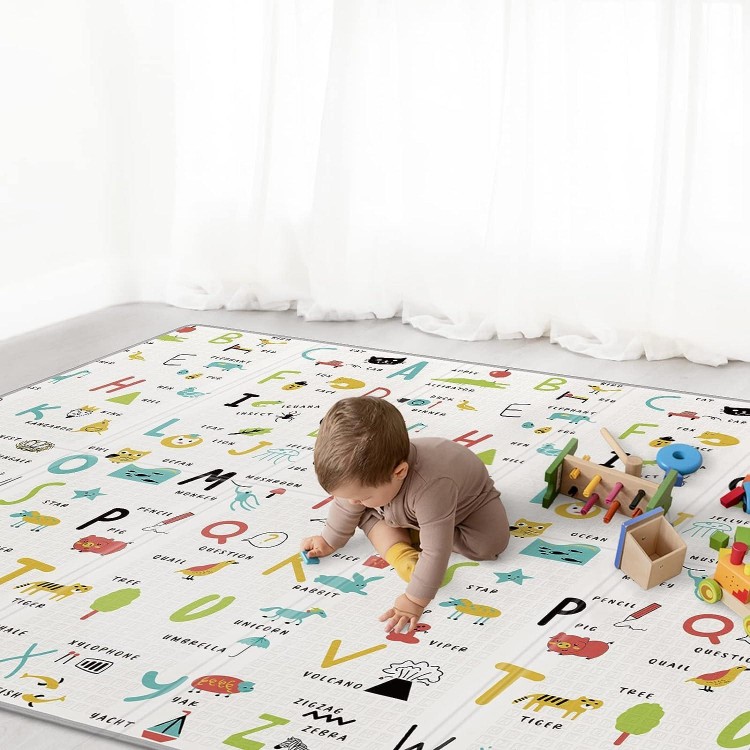 Reversible Waterproof Foldable Foam Floor Playmat for Kids Toddlers