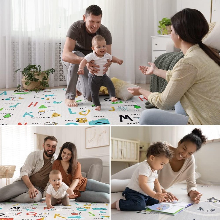 Reversible Waterproof Foldable Foam Floor Playmat for Kids Toddlers