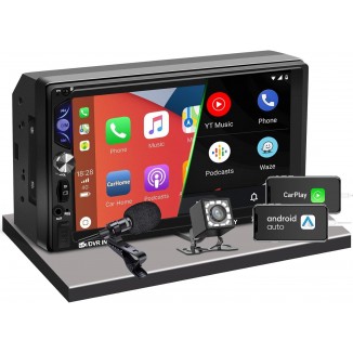 ACTASIAN Double Din Car Stereo with Apple Carplay and Android Auto