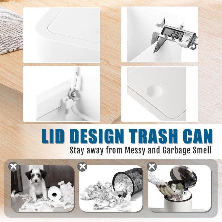 Cheardia 3 Pack Bathroom Trash Can,Plastic Slim Garbage Bin Wastebasket