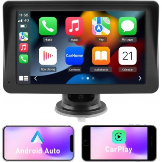 Portable Car Stereo Wireless Apple Carplay Android Auto, 7 Inch Touchscreen Car Radio Multimedia Player Support Bluetooth
