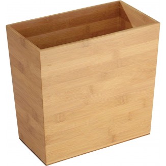 iDesign Rectangular Bamboo Waste Basket,Natural Wood Finish