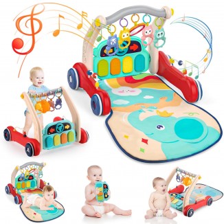 Baby Gym Play Mat Baby Walker, Pakoo Tummy Time Mat Piano Baby Playmat, Musical Activity Center Mat