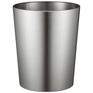 iDesignRound Metal Waste Basket, Brushed Stainless Steel