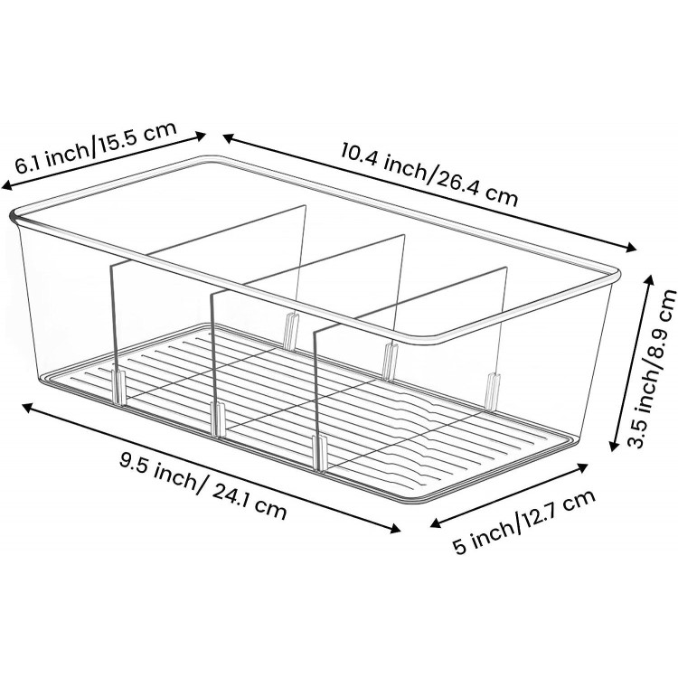 wilfox Pantry Organizer, Clear Organizer Bins with Removable Dividers