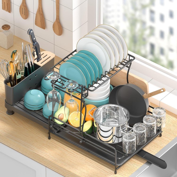 ACMETOP Dish Drying Rack, Extendable Dish Racks for Kitchen Counter