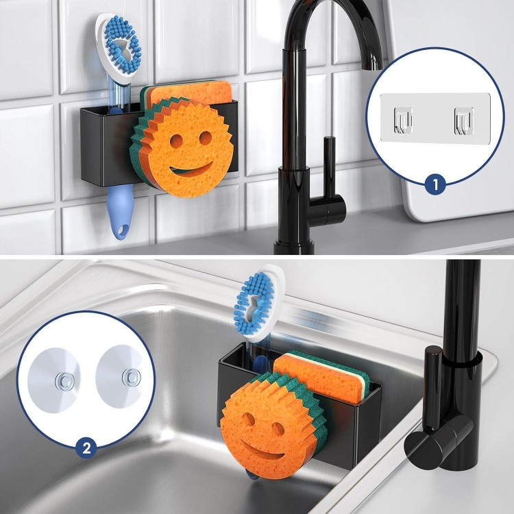 Utobao Sponge Holder, Smiley Face Kitchen Sink Caddy for Kitchen Sink