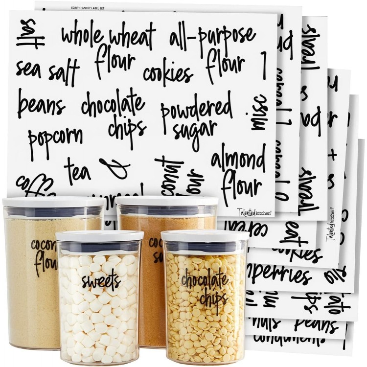 Talented Kitchen157 Pantry Labels for Food Containers, for storage jars