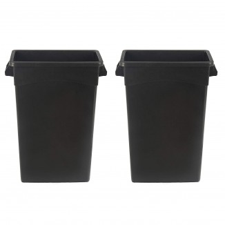 AmazonCommercial 23 Gallon Rectangular Commercial Slim Trash Can, 2 Pack, Black