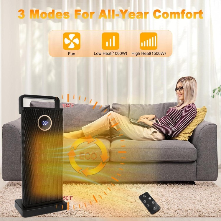 Space Heater, 1500W Portable Electric Heaters indoor with Thermostat