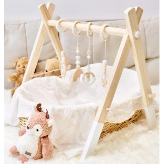 Wooden Baby Play Gym, PgUp Foldable Baby Gym , Baby Activity Gym Frame