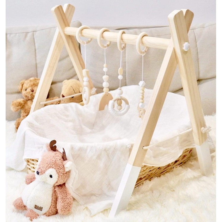 Wooden Baby Play Gym, PgUp Foldable Baby Gym , Baby Activity Gym Frame