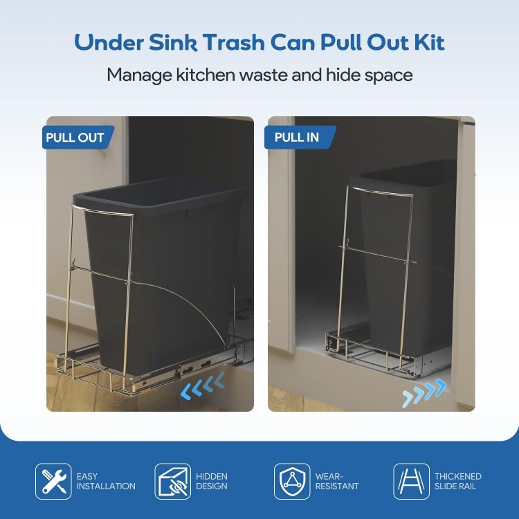 anamu Pull Out Trash Can Under Cabinet,Under Sink Heavy Duty