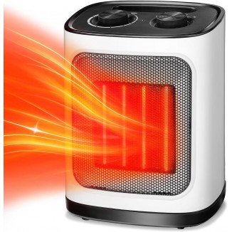 Kismile Portable Electric Space Heater, Small Ceramic Heater Fan with Thermostat, Tip-Over and Overheat Protection,Fast Heating for Home/Office,1500W