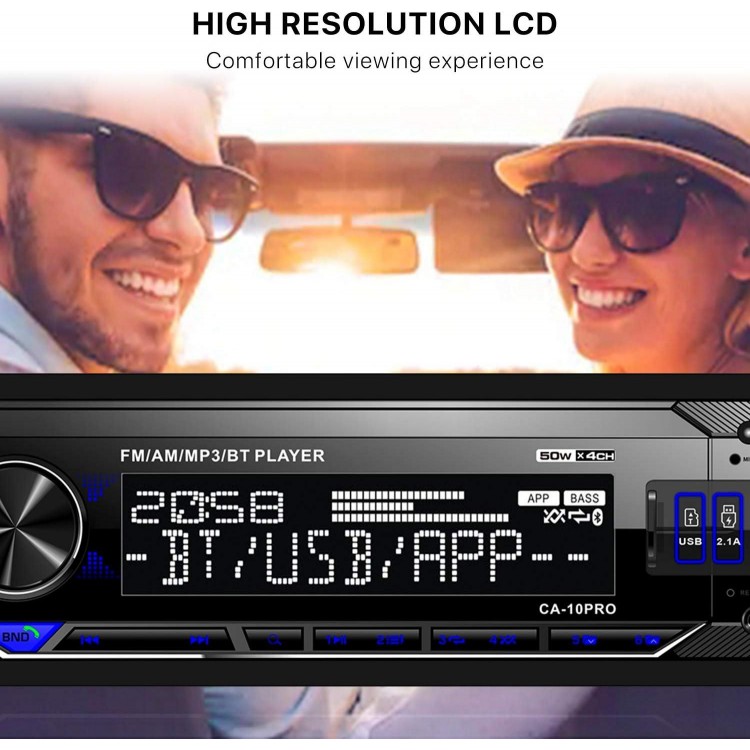 Single Din Bluetooth Car Stereo: Mechless Multimedia Digital Car Audio - in Dash MP3 Player