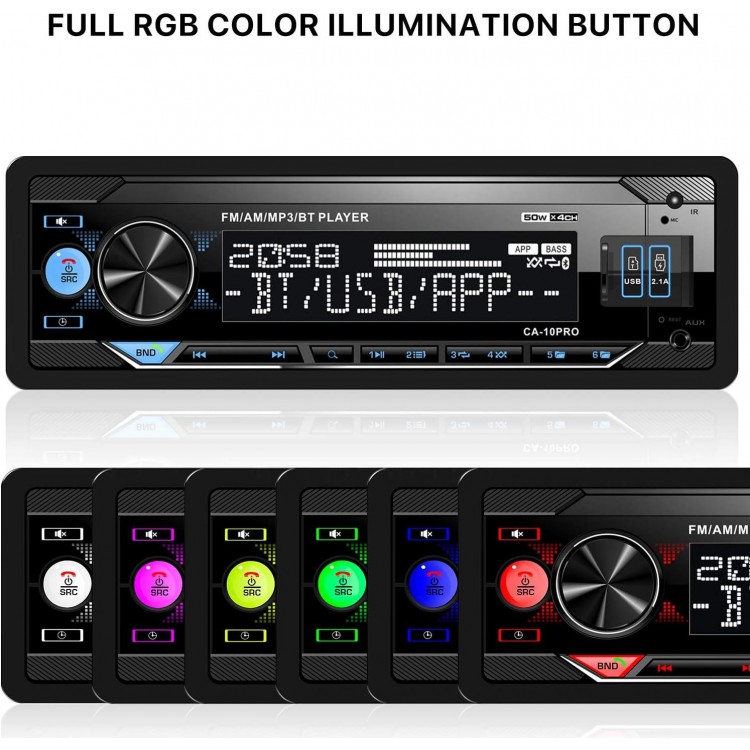 Single Din Bluetooth Car Stereo: Mechless Multimedia Digital Car Audio - in Dash MP3 Player