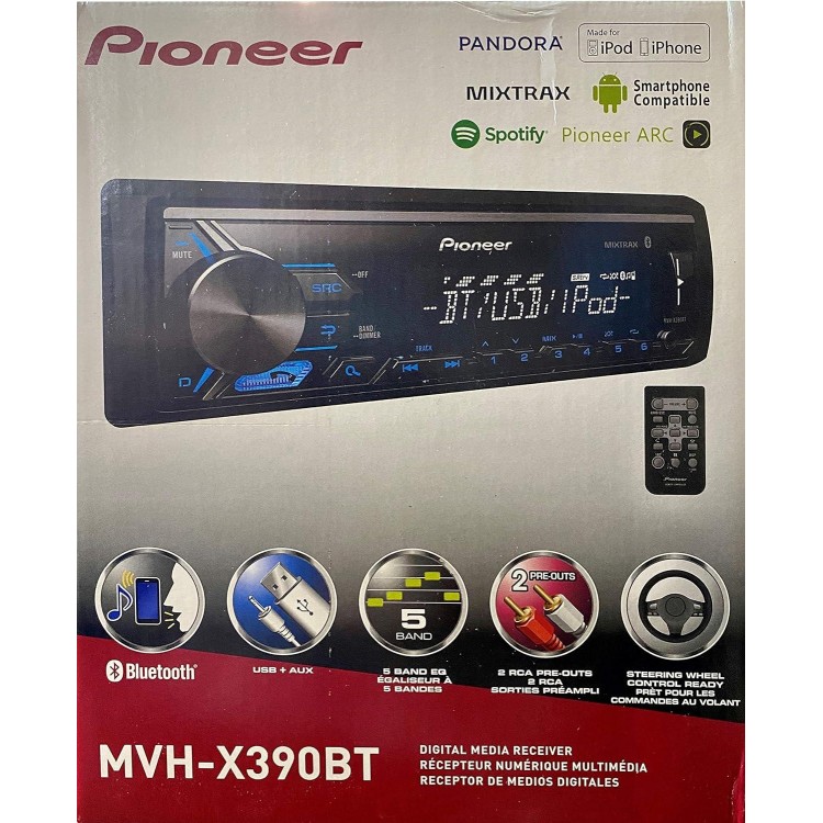 Pioneer MVH-X390BT Digital Media Receiver with Pioneer ARC app, MIXTRAX, Built-in Bluetooth