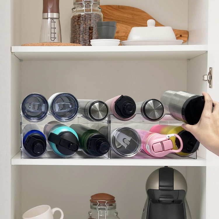 Spaclear Water Bottle Organizer, Stackable Kitchen Pantry Storage Shelf