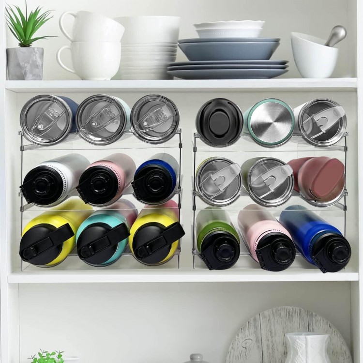 Spaclear Water Bottle Organizer, Stackable Kitchen Pantry Storage Shelf