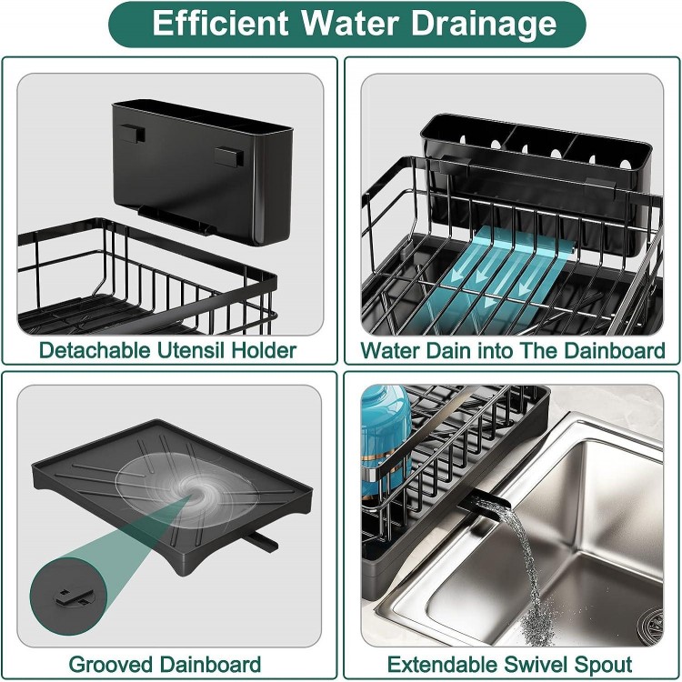 ANTOPY Dish Drying Rack Dish Racks for Space Saving Dish Rack with Drainboard