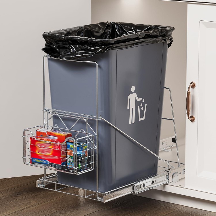 Beinline Pull Out Trash Can Under Cabinet with Removable Front Basket