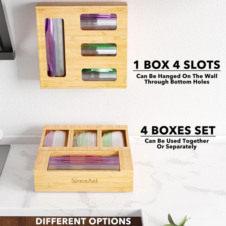 SpaceAid Bag Storage Organizer for Kitchen Drawer, Bamboo Organizer