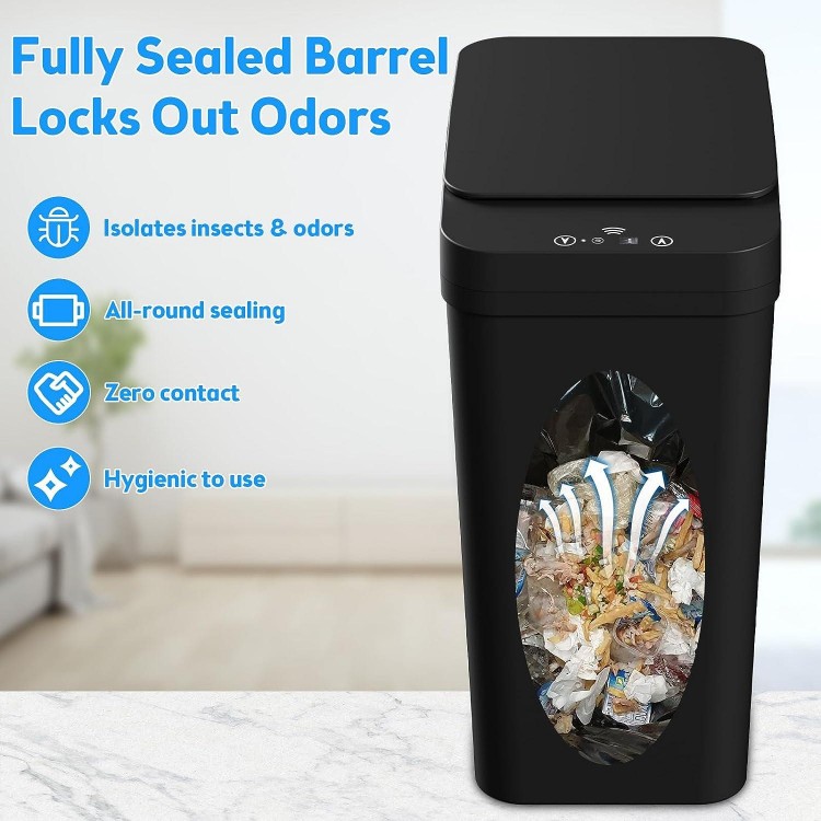 Bathroom Trash Can with Lid, Automatic Touchless Garbage Can