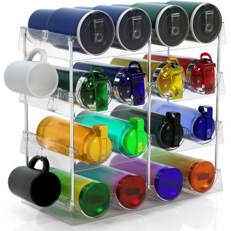 DWWFCC Cabinet Water Bottle Organizer - Stackable Clear Bottle Storage