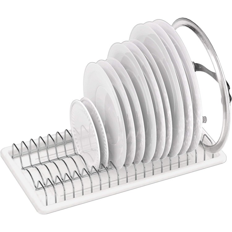 Simple Houseware Plate Drying Rack with Drainboard, Chrome