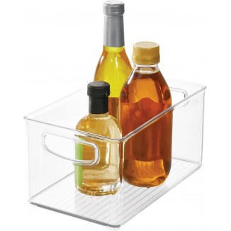 iDesign Plastic Fridge and Freezer Organizer Bin with Integrated Handles