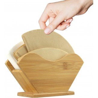 Unibene Bamboo Coffee Filter Holder, Renewable Stand Container Dispenser