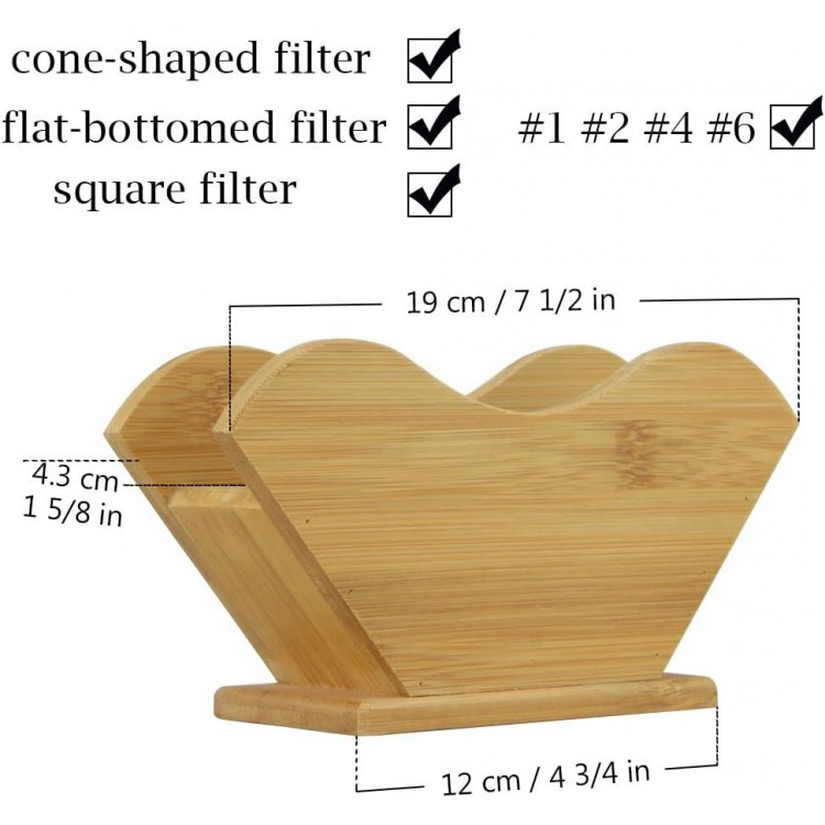 Unibene Bamboo Coffee Filter Holder, Renewable Stand Container Dispenser