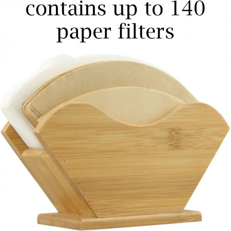 Unibene Bamboo Coffee Filter Holder, Renewable Stand Container Dispenser